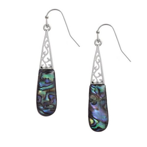 Tide Jewellery Long drop inlay paua shell earrings 116E Tide Jewellery Long drop inlay paua shell earrings 116E