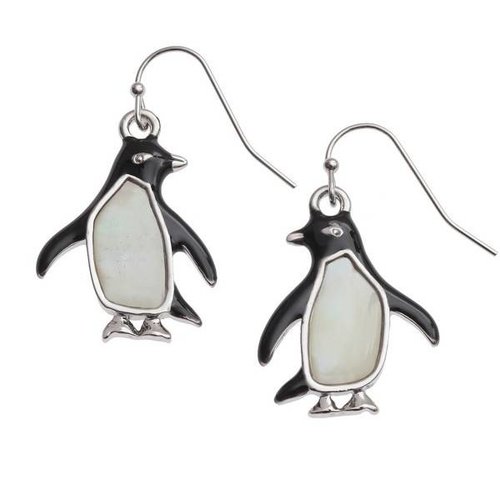 Tide Jewellery Pendientes de concha de nácar grande con incrustaciones de pingüino 118E Tide Jewellery Pendientes de concha de nácar grande con incrustaciones de pingüino 118E