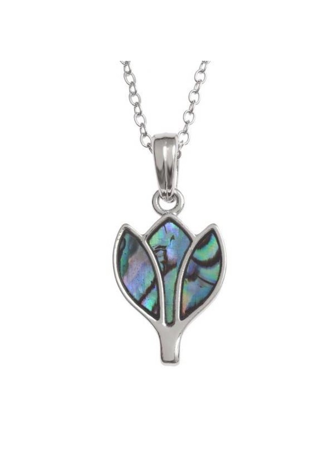 Tulip peacock   Inlaid Paua shell  necklace 114P