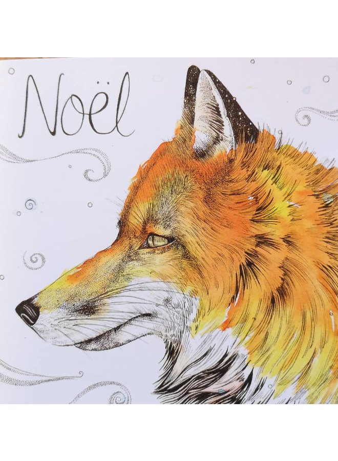 Fox Noel Frohe Weihnachtskarte 5 x 5 cm