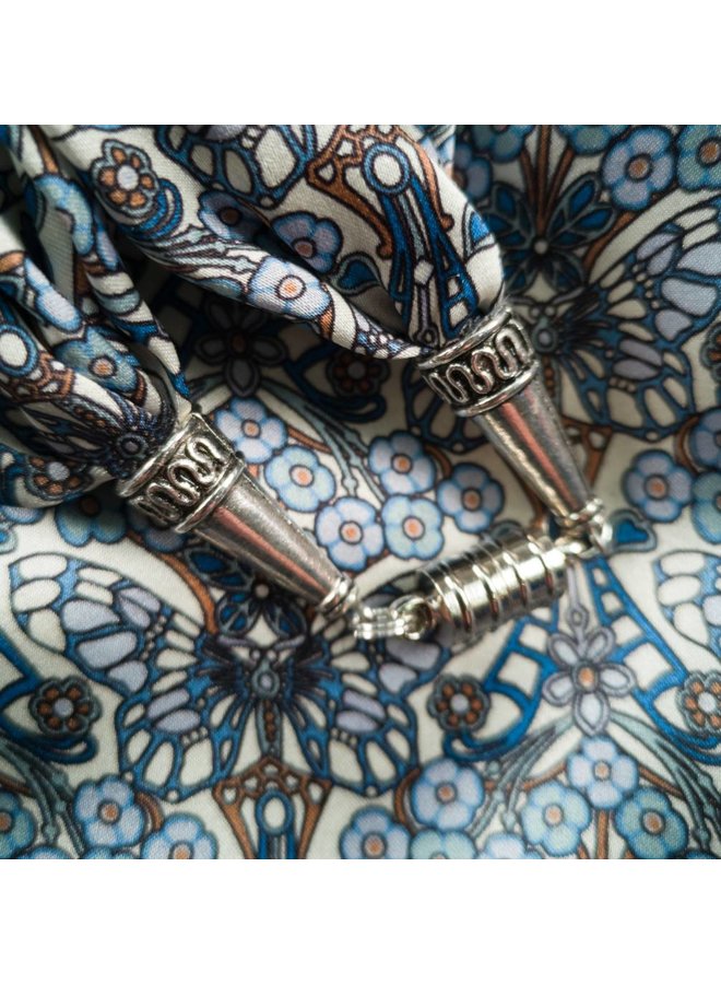 Morris azul bufanda de satén y seda con cierre magnético en caja