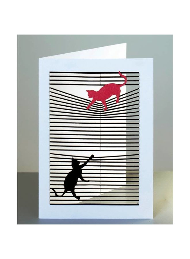 Cats on Window Blind Laser cut card