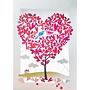 Heart Shaped Tree Laser cut card Blue & Pink bird
