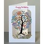 Happy Birthday exotic tree, curly branches Laser cut card