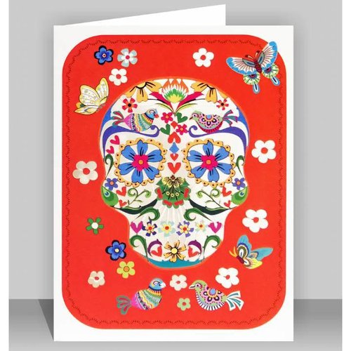 Forever Cards Rosa calavera con mariposas Tarjeta de corte laser Forever Cards Rosa calavera con mariposas Tarjeta de corte laser