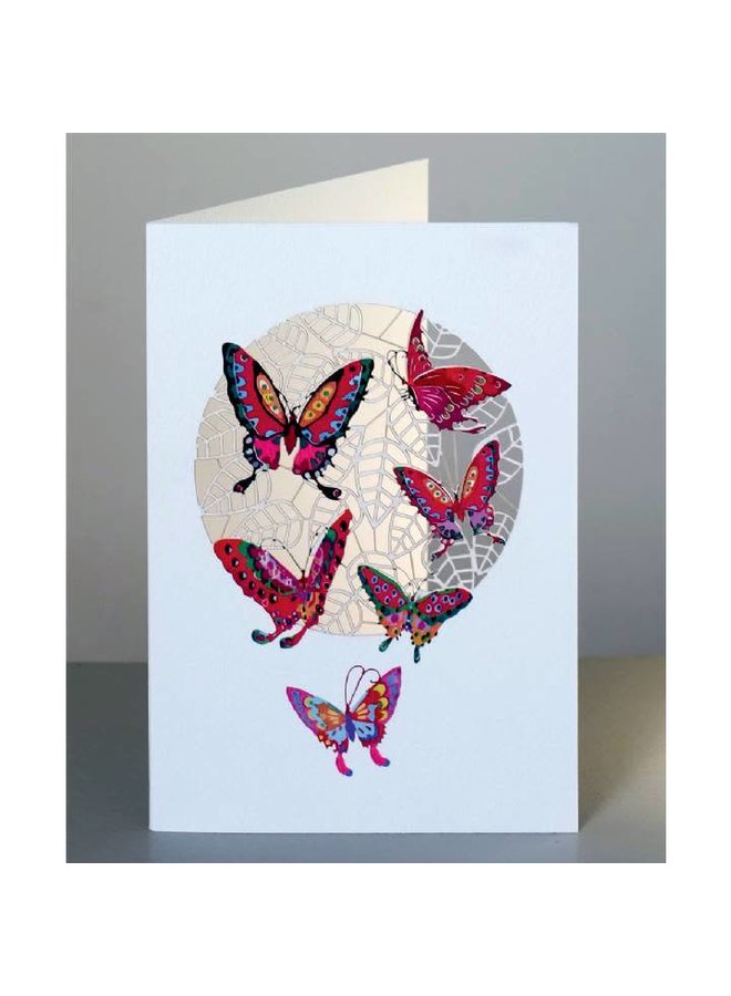 Red Butterflies Laser cut card