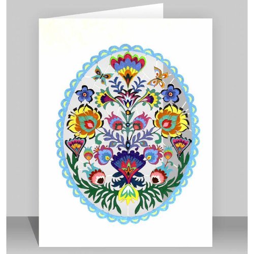 Forever Cards Turquoise folk art oval Laser cut card Forever Cards Turquoise folk art oval Laser cut card