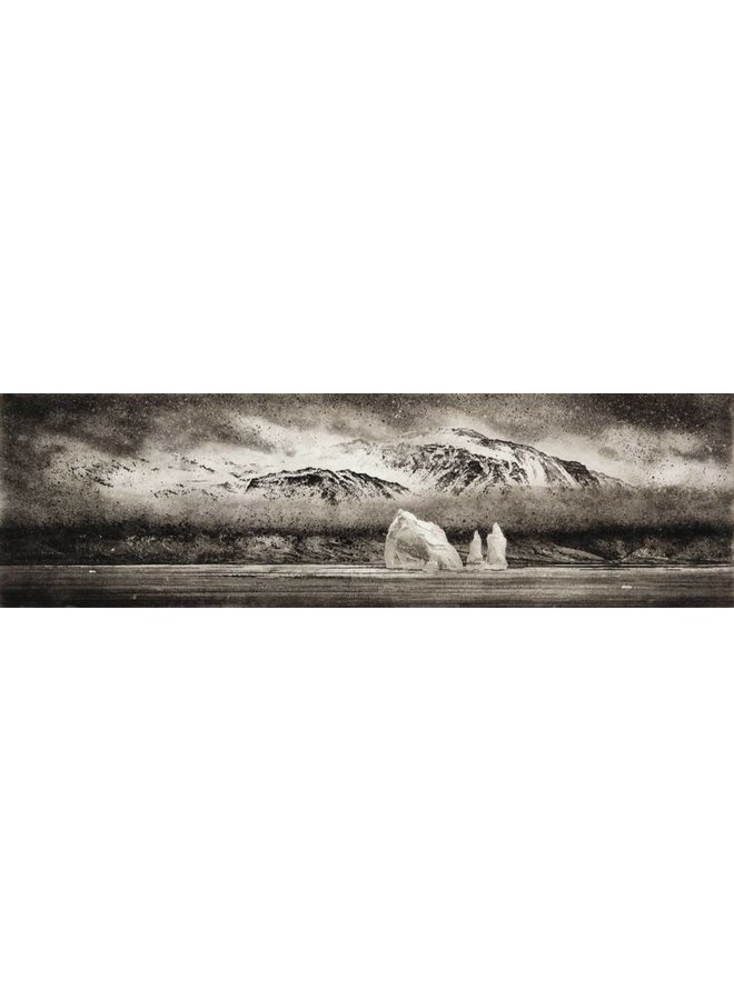 Iceberg in Cumberland East Bay - etching 001 framed