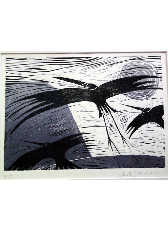Night Migration - Linocut Framed 018