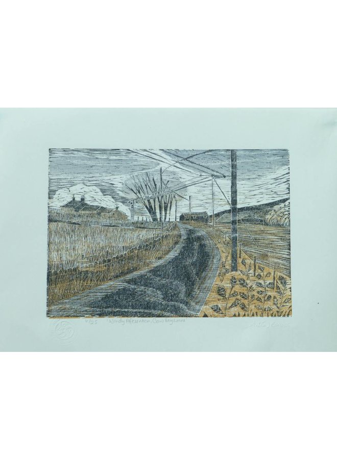 Windy Afternoon, Cow Hey Lane- Woodcut Unframed 025