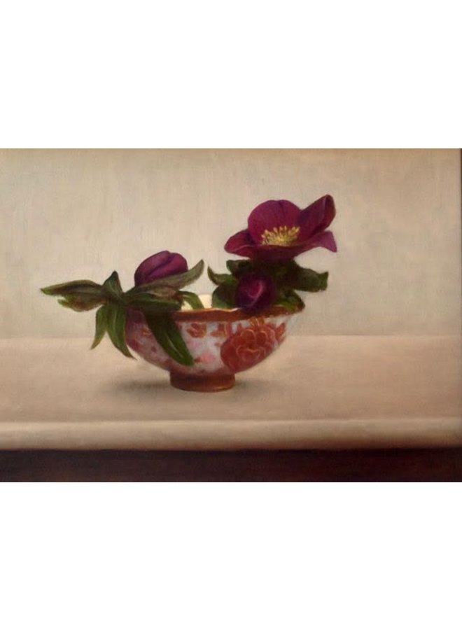 Hellebores and Patterned Bowl - oil framed 026