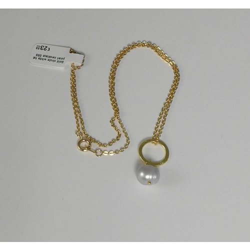 Ladies Who Lunch Gold circle white fat pearl necklace 066 Ladies Who Lunch Gold circle white fat pearl necklace 066