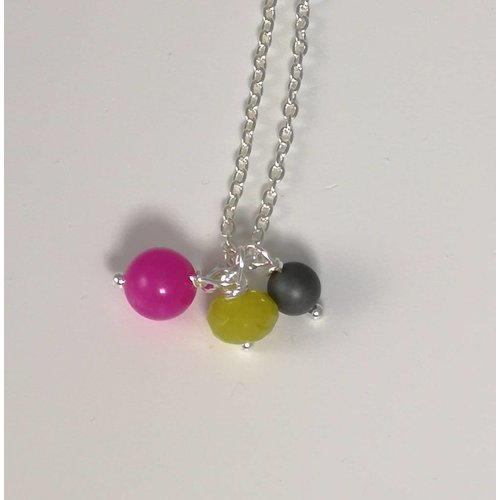 Ladies Who Lunch Silver 3 bead necklace 061 Ladies Who Lunch Silver 3 bead necklace 061