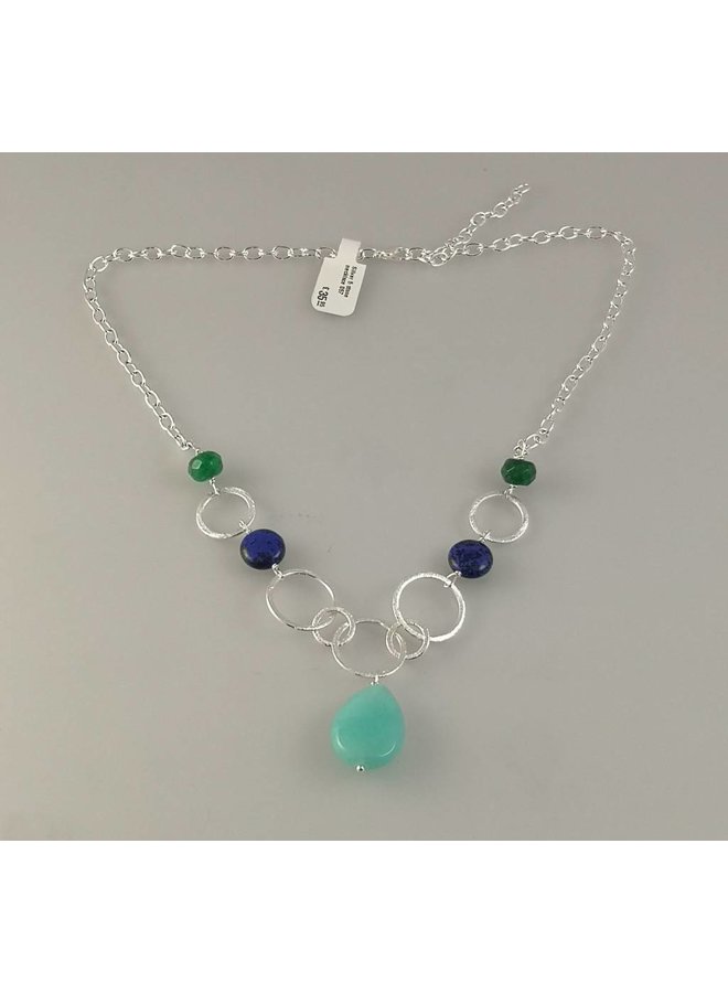 Silver 5 stone necklace 057