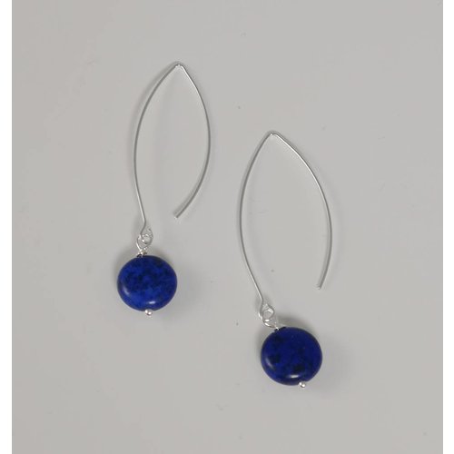 Ladies Who Lunch Pendiente largo plata y howlite azul marino 049 Ladies Who Lunch Pendiente largo plata y howlite azul marino 049