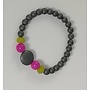 Pulsera elástica gris rosa verde 084