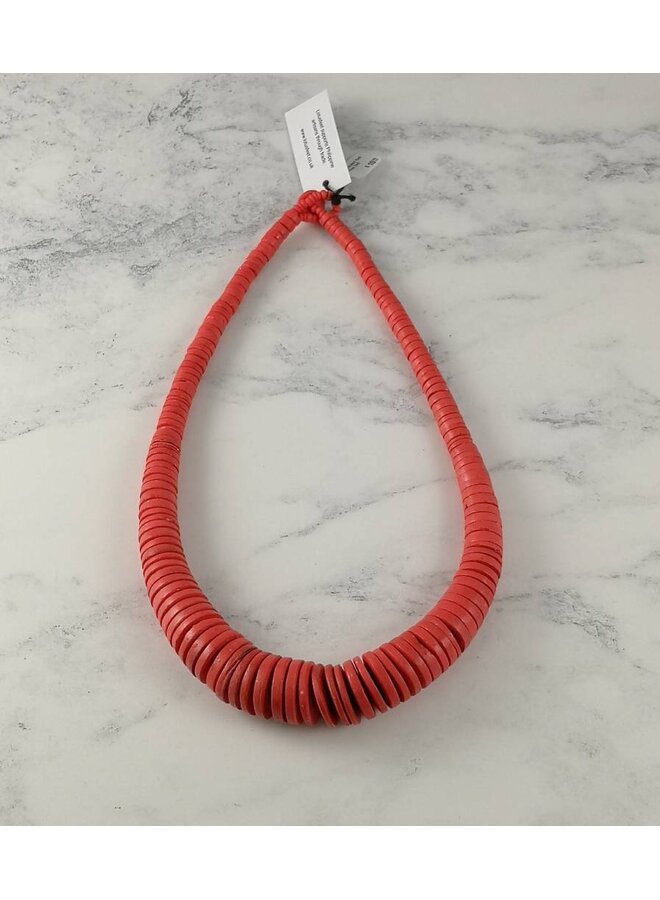 Orange Graduated coco disc necklace 060