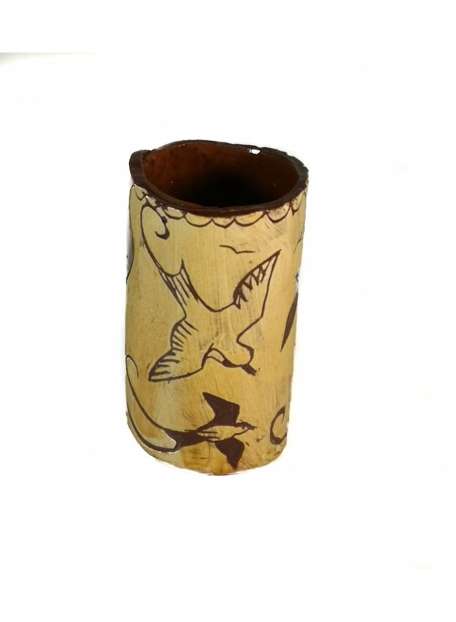 Birds in flight Slipware vase  006