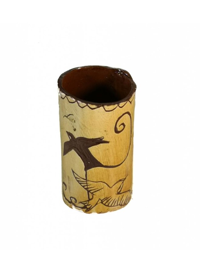 Birds in flight Slipware vase  006