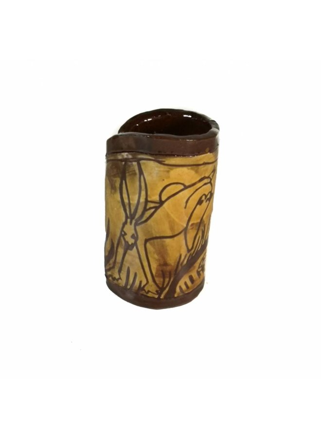 Hare and sun Slipware vase  008