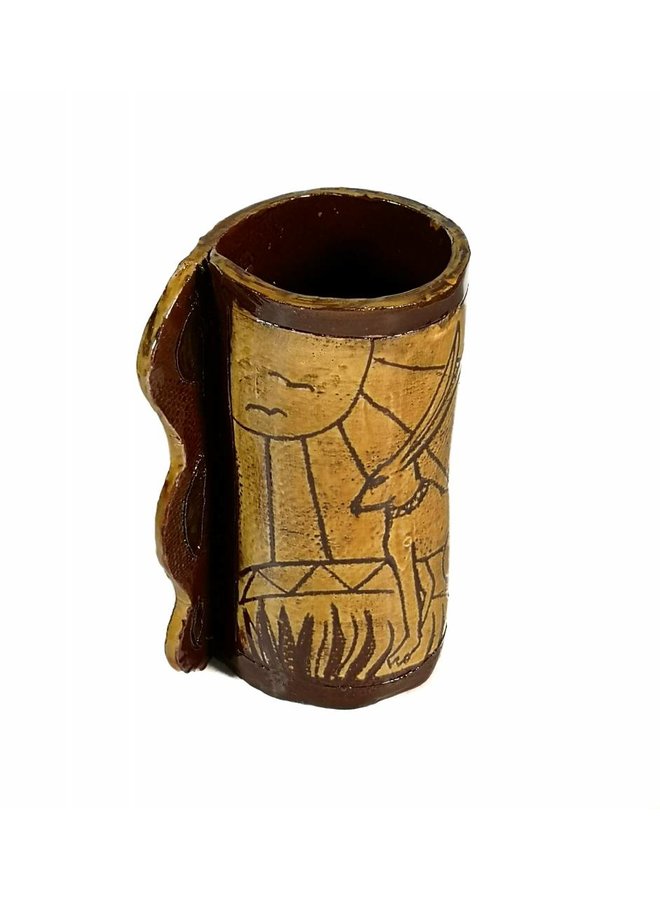 Hasen auf sonnigem Hang Slipware Vase 004