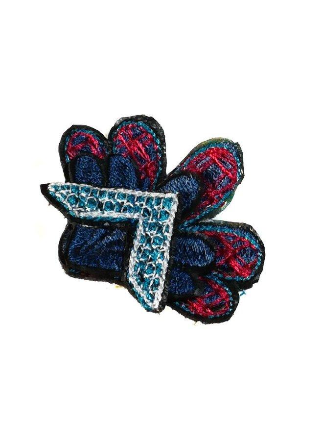 Arrow Flower multi embroidered brooch boxed 021
