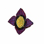 Ikat purple flower embroidered brooch boxed 008