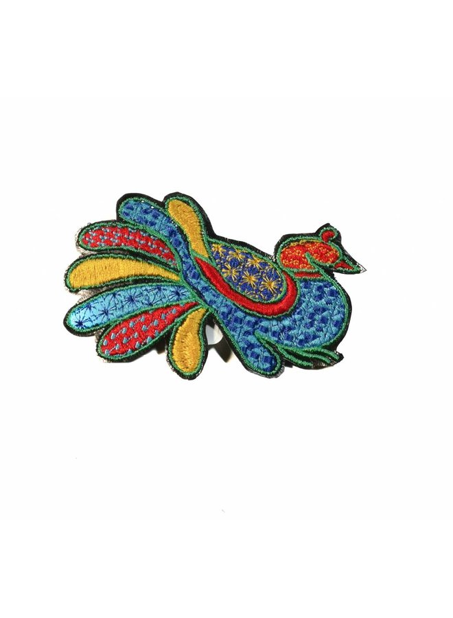 Peacock blue embroidered brooch boxed 006