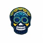 Skull dark blue embroidered brooch 027