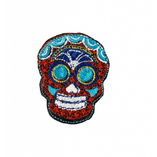 Laura Marriott Totenkopf Rot bestickte Brosche 025 Laura Marriott Totenkopf Rot bestickte Brosche 025