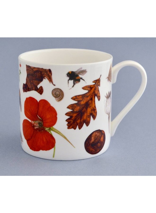 Taza China Flora y fauna principalmente naranja 004