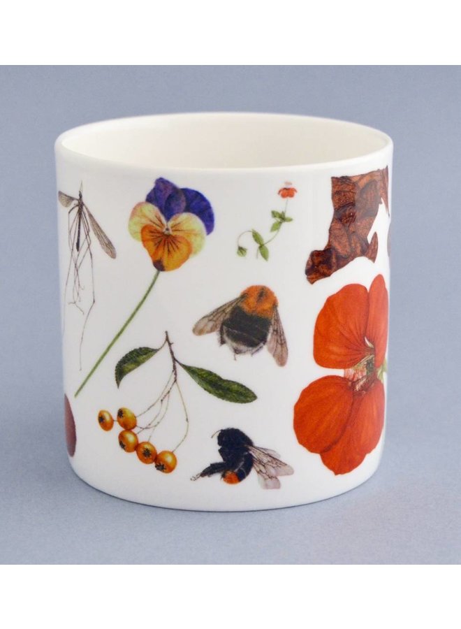 Chine Tasse Flore et faune principalement orange 004