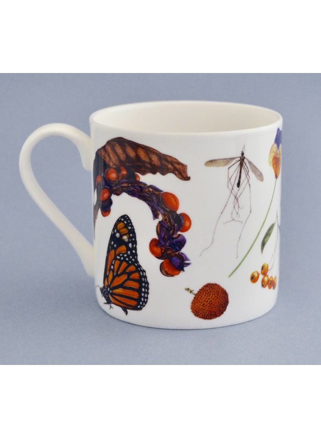 Chine Tasse Flore et faune principalement orange 004