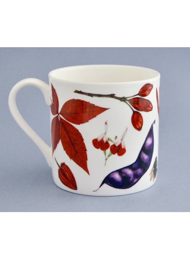 Taza China Flora y fauna principalmente rojo 003