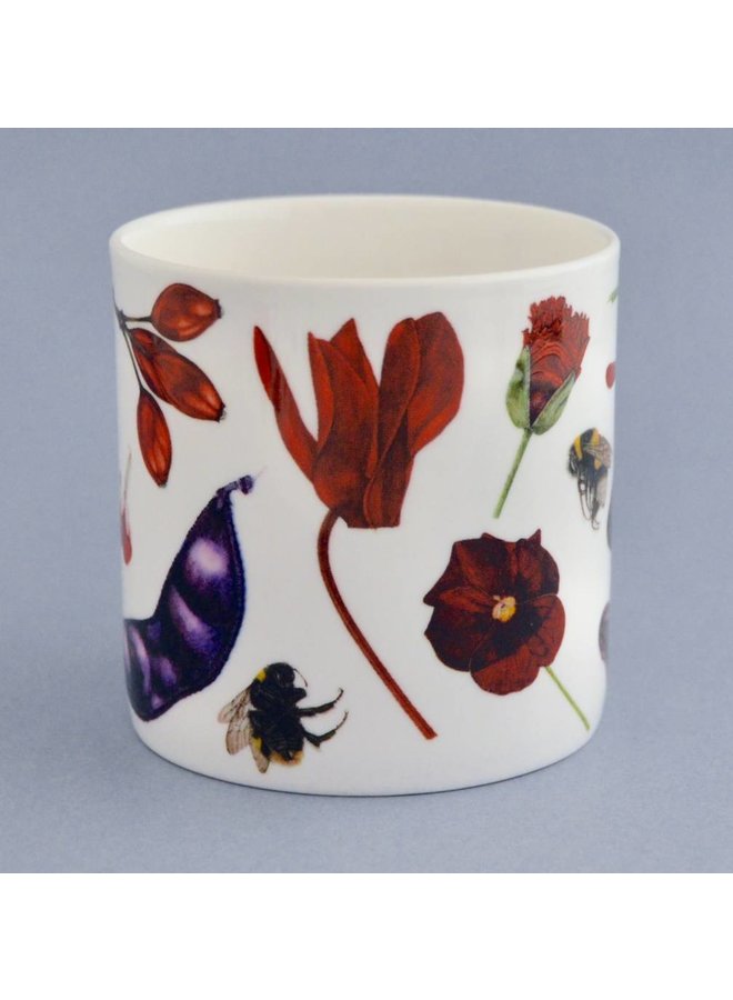 Taza China Flora y fauna principalmente rojo 003