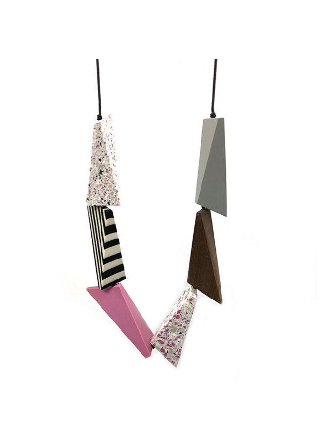 Pyramid shapes necklace adjustable cord 035