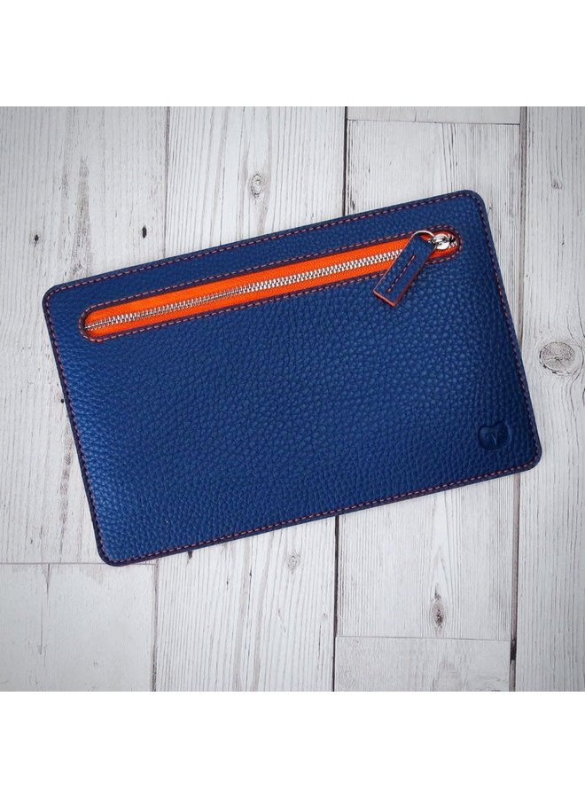 Multi currency vegan navy and orange wallet 007