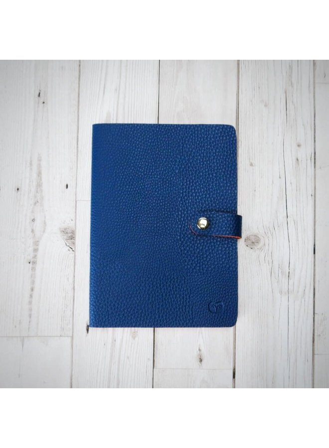 Navy and orange Vegan  Notebook with clasp lined paper 003