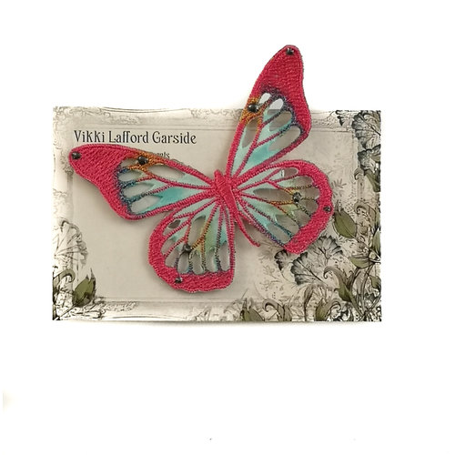Vikki Lafford Garside Butterfly Embroidered pin Brooch on card 039 Vikki Lafford Garside Butterfly Embroidered pin Brooch on card 039