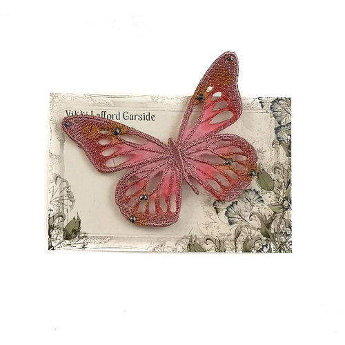 Vikki Lafford Garside Butterfly Embroidered pin Brooch on card 045 Vikki Lafford Garside Butterfly Embroidered pin Brooch on card 045