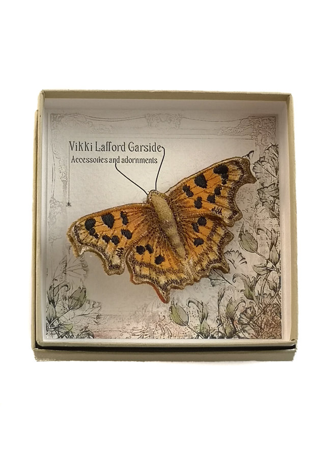 Comma Butterfly bestickte Box-Brosche 054