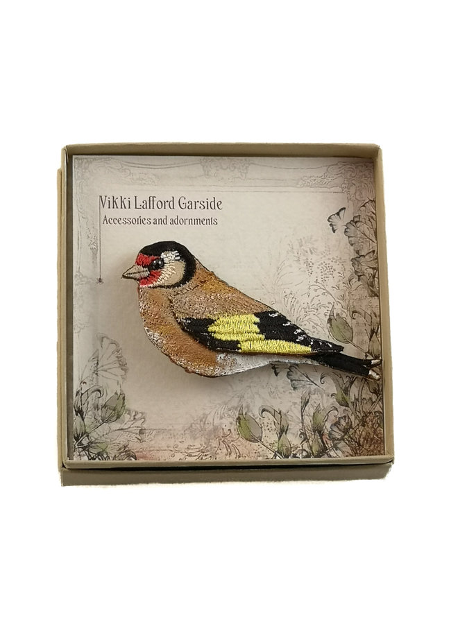 Broche Jilguero Bordado en caja 057