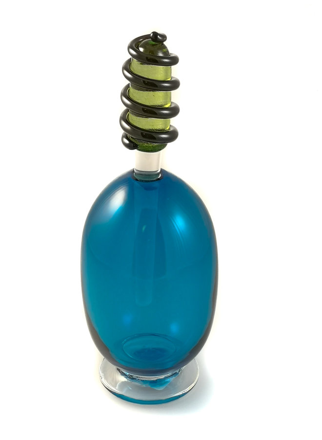 Fun  blue with spiral stopper scent bottle 034