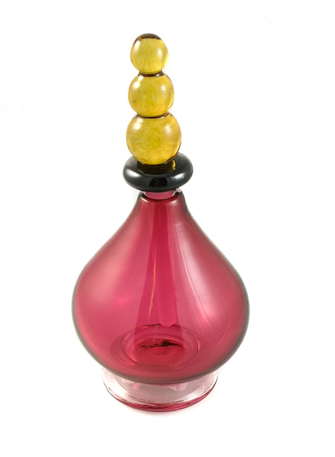 Fun  ruby with gold stopper scent bottle 033