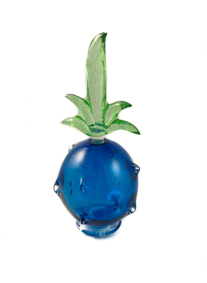 Pineapple  blue with green stopper scent bottle 035