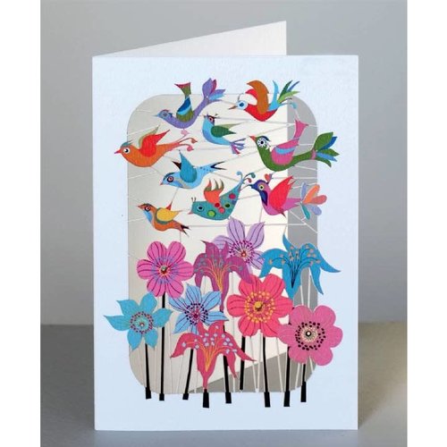 Forever Cards Pájaros volando sobre flores Lazer corte tarjeta Forever Cards Pájaros volando sobre flores Lazer corte tarjeta