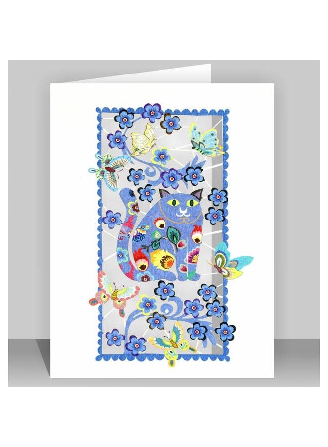 Fat Blue Cat  Laser cut card