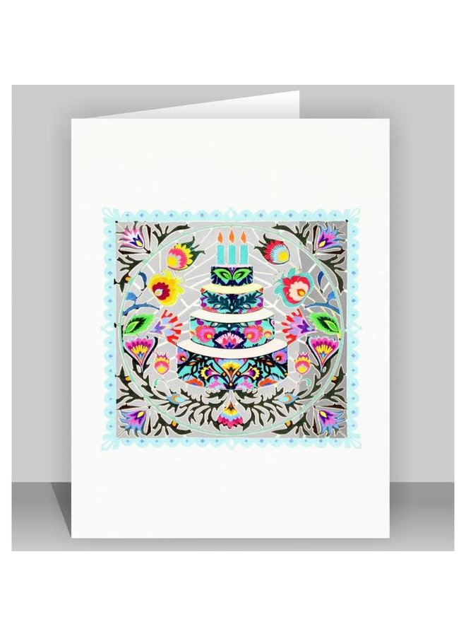 Folk art cake Laser cut card