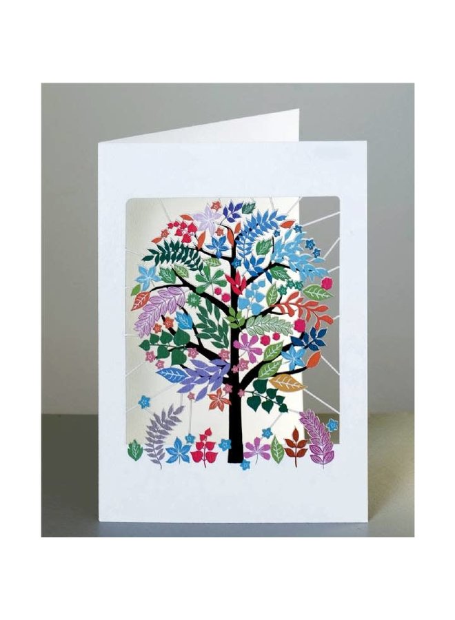 Multicoloured Tree Laser cut card