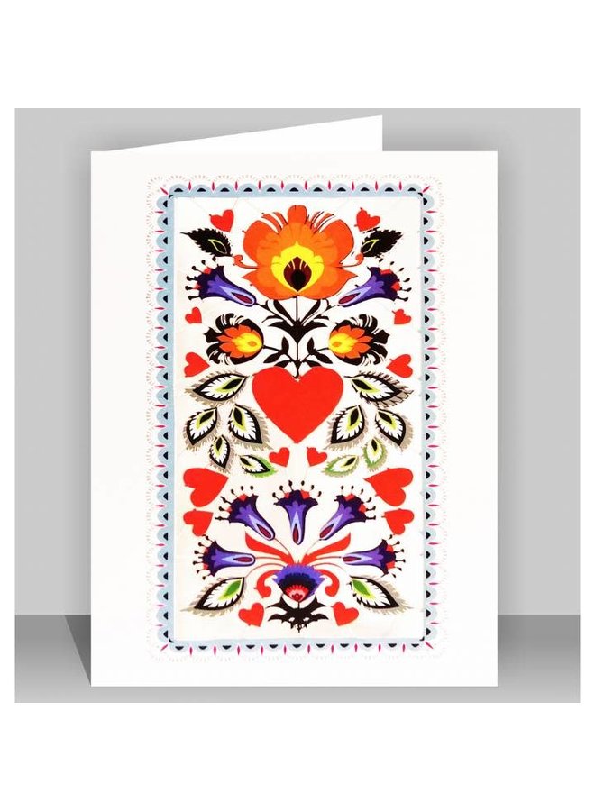 Orange Flower Burst  with Heart Laser cut card